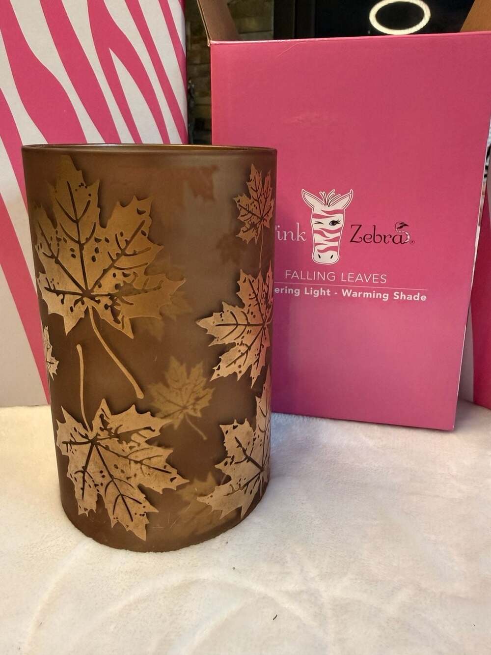 Pink Zebra Falling Leaves Simmering Light - Warming Shade